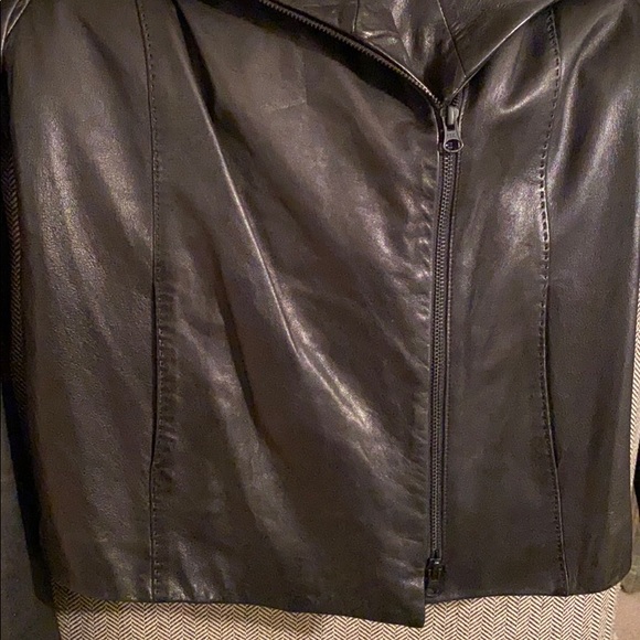 VINCE Blk Leather & wool Jacket - Picture 6 of 13